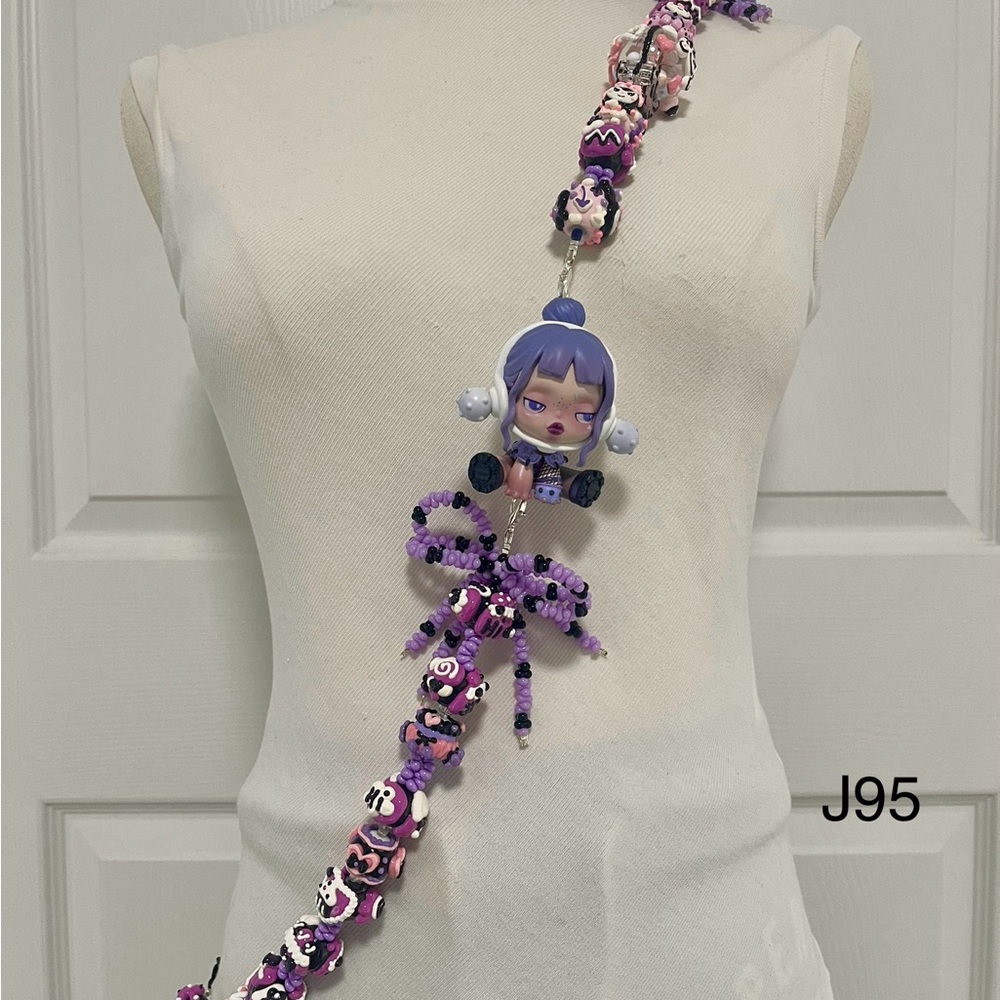 Handmade Crossbody Phone Strap with Figure Toy adjustable for Phone Lanyard,Bag